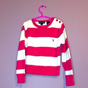 RL striped cable knit sweater